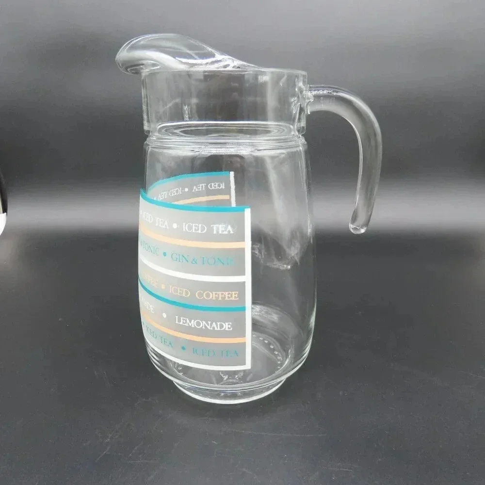 Culver Frosted Glass Iced Tea Coffee Gin Tonic Lemonade Pitcher MCM Vintage